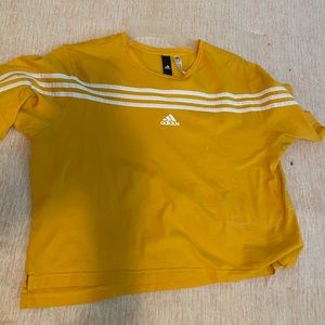 Yellow and white stripped short sleeve t-shirt